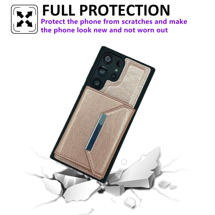 For Samsung Galaxy S24 Ultra 5G Solid Color Metal Buckle Card Slots Bag Phone Case(Rose Gold) - HoMEdemic™ 