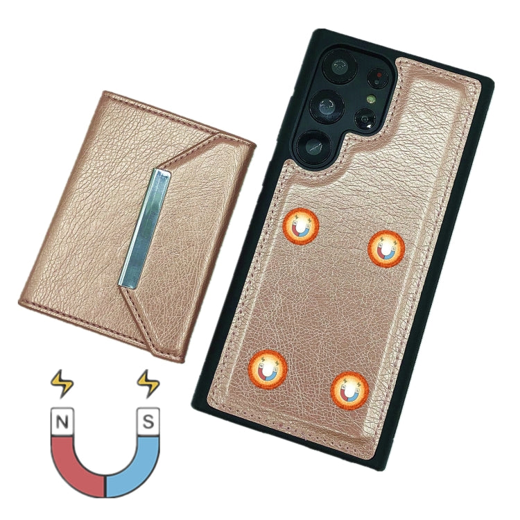 For Samsung Galaxy S24 Ultra 5G Solid Color Metal Buckle Card Slots Bag Phone Case(Rose Gold) - HoMEdemic™ 