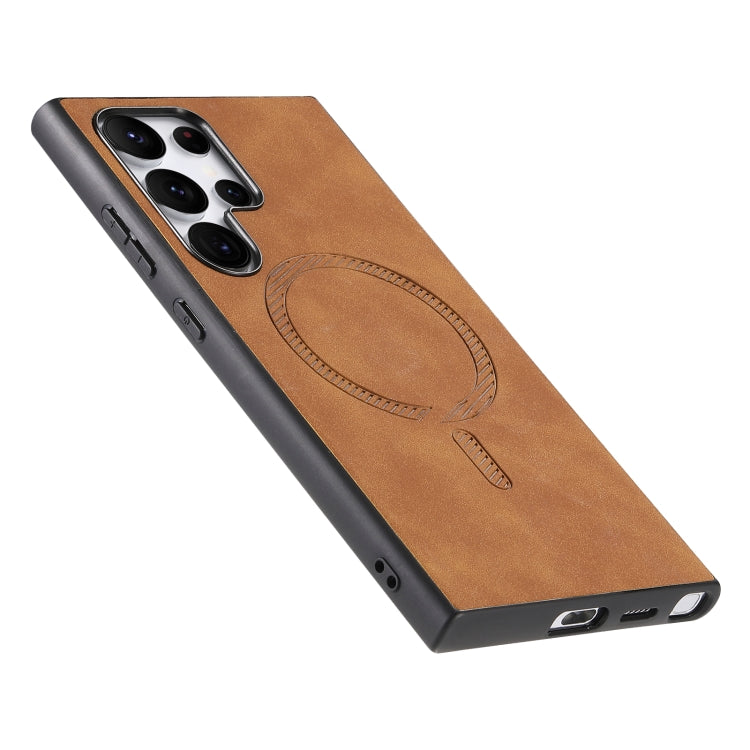 For Samsung Galaxy S24 Ultra 5G Solid Color Retro Magsafe PU Back Cover Phone Case(Brown) - HoMEdemic™ 
