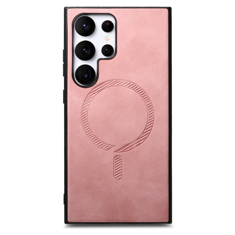 For Samsung Galaxy S24 Ultra 5G Solid Color Retro Magsafe PU Back Cover Phone Case(Pink) - HoMEdemic™ 