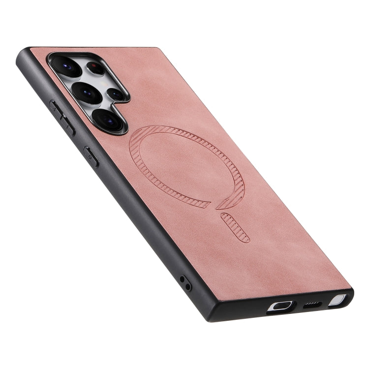 For Samsung Galaxy S24 Ultra 5G Solid Color Retro Magsafe PU Back Cover Phone Case(Pink) - HoMEdemic™ 