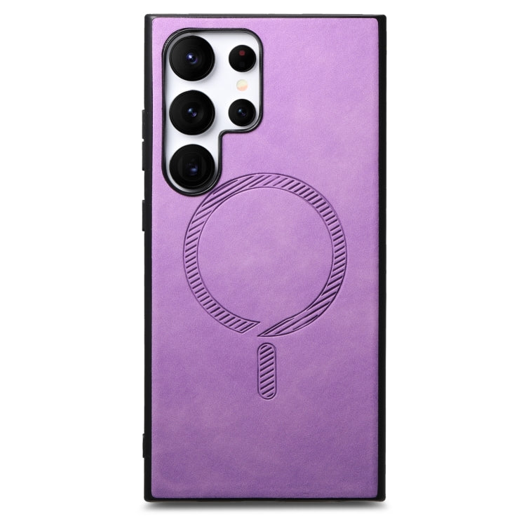 For Samsung Galaxy S24 Ultra 5G Solid Color Retro Magsafe PU Back Cover Phone Case(Purple) - HoMEdemic™ 