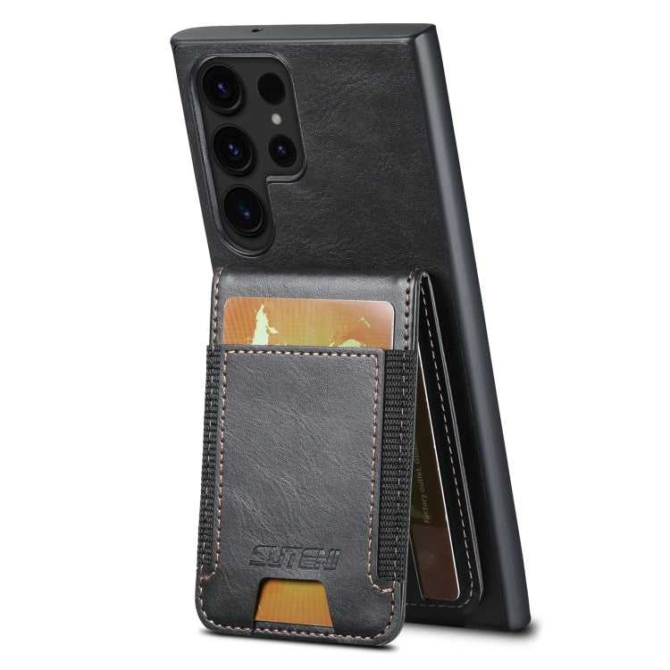 For Samsung Galaxy S24 Ultra 5G Suteni H03 Oil Wax Leather Wallet Stand Back Phone Case(Black) - HoMEdemic™ 