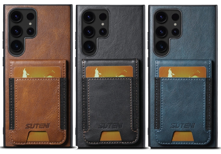 For Samsung Galaxy S24 Ultra 5G Suteni H03 Oil Wax Leather Wallet Stand Back Phone Case(Blue) - HoMEdemic™ 