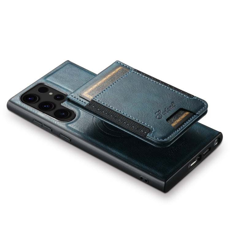 For Samsung Galaxy S24 Ultra 5G Suteni H17 Oil Eax Leather MagSafe Detachable Wallet Phone Case(Blue) - HoMEdemic™ 