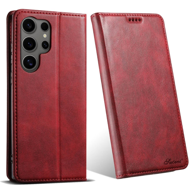 For Samsung Galaxy S24 Ultra 5G Suteni J02 Oil Wax Wallet Leather Phone Case(Red) - HoMEdemic™ 