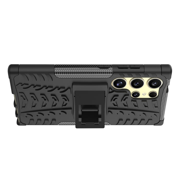 For Samsung Galaxy S24 Ultra 5G Tire Texture TPU + PC Phone Case with Holder(Black) - HoMEdemic™ 