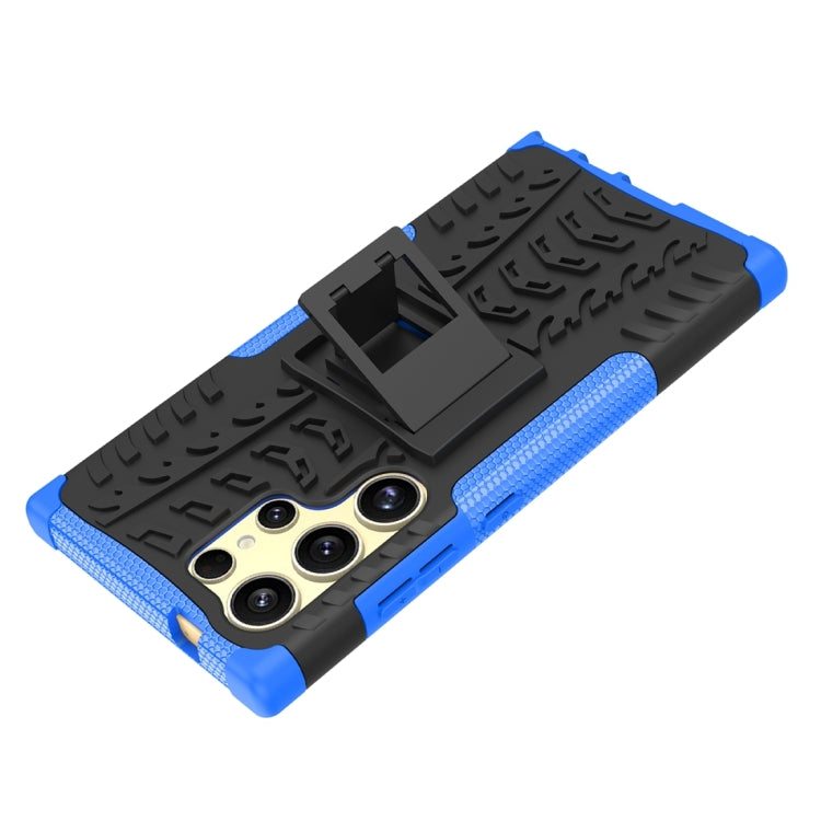 For Samsung Galaxy S24 Ultra 5G Tire Texture TPU + PC Phone Case with Holder(Blue) - HoMEdemic™ 