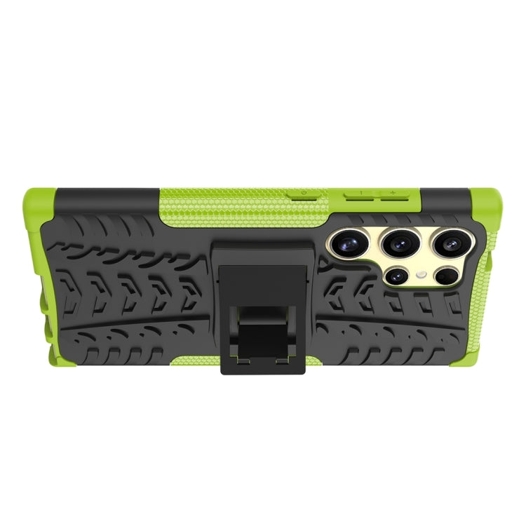 For Samsung Galaxy S24 Ultra 5G Tire Texture TPU + PC Phone Case with Holder(Green) - HoMEdemic™ 