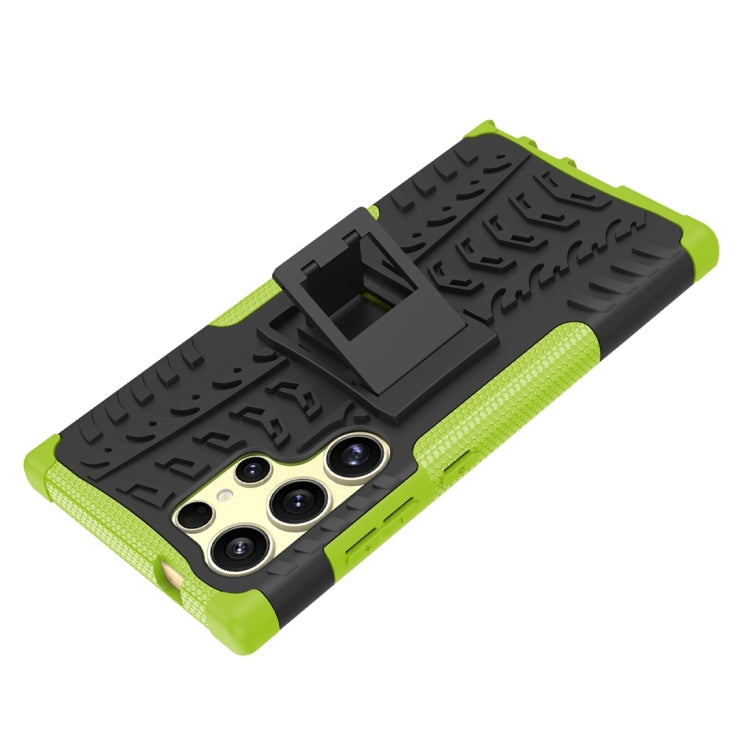 For Samsung Galaxy S24 Ultra 5G Tire Texture TPU + PC Phone Case with Holder(Green) - HoMEdemic™ 