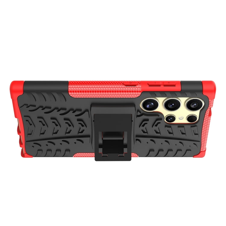 For Samsung Galaxy S24 Ultra 5G Tire Texture TPU + PC Phone Case with Holder(Red) - HoMEdemic™ 