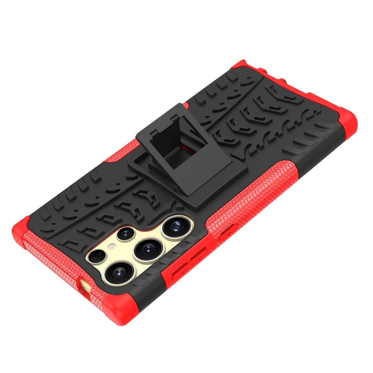 For Samsung Galaxy S24 Ultra 5G Tire Texture TPU + PC Phone Case with Holder(Red) - HoMEdemic™ 