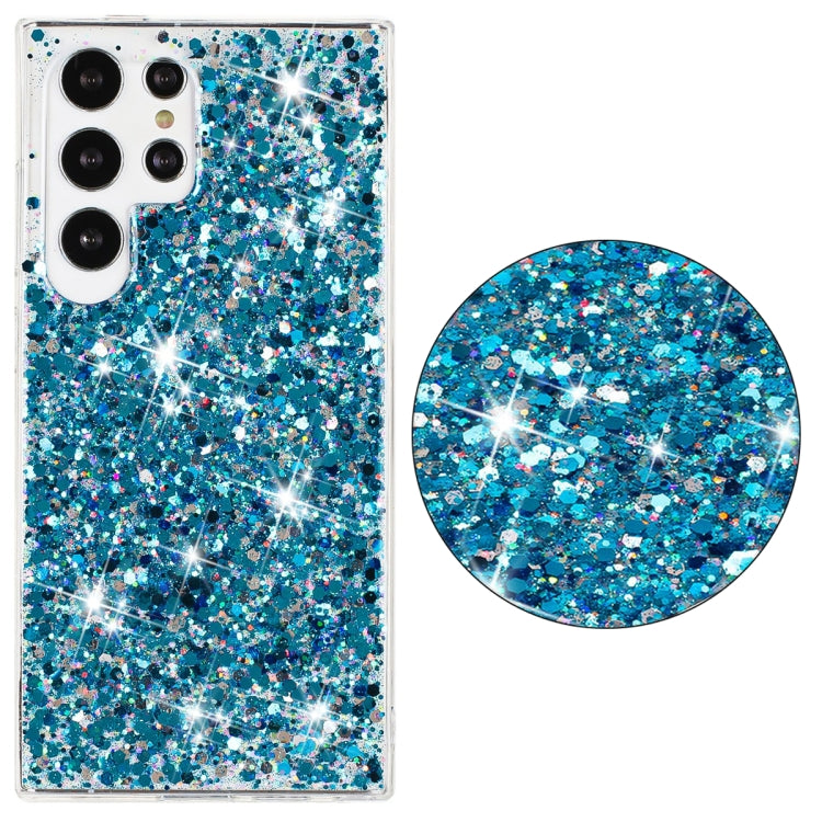 For Samsung Galaxy S24 Ultra 5G Transparent Frame Glitter Powder TPU Phone Case(Blue) - HoMEdemic™ 