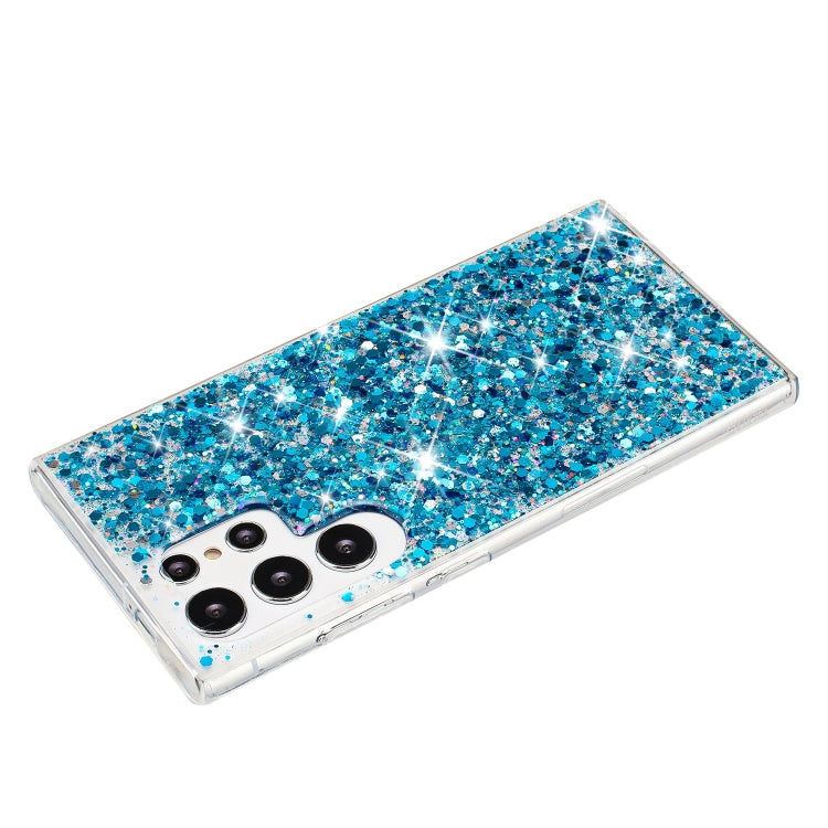 For Samsung Galaxy S24 Ultra 5G Transparent Frame Glitter Powder TPU Phone Case(Blue) - HoMEdemic™ 
