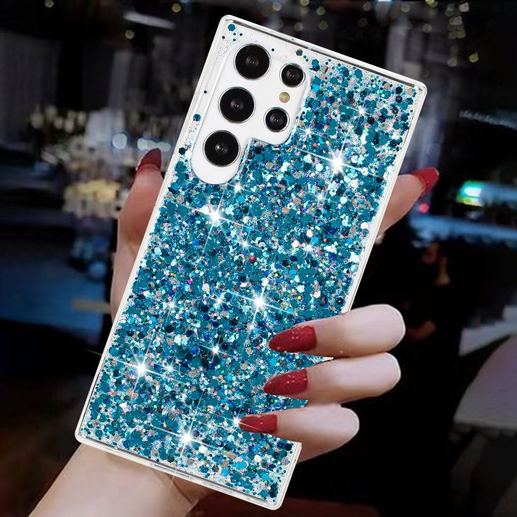 For Samsung Galaxy S24 Ultra 5G Transparent Frame Glitter Powder TPU Phone Case(Blue) - HoMEdemic™ 