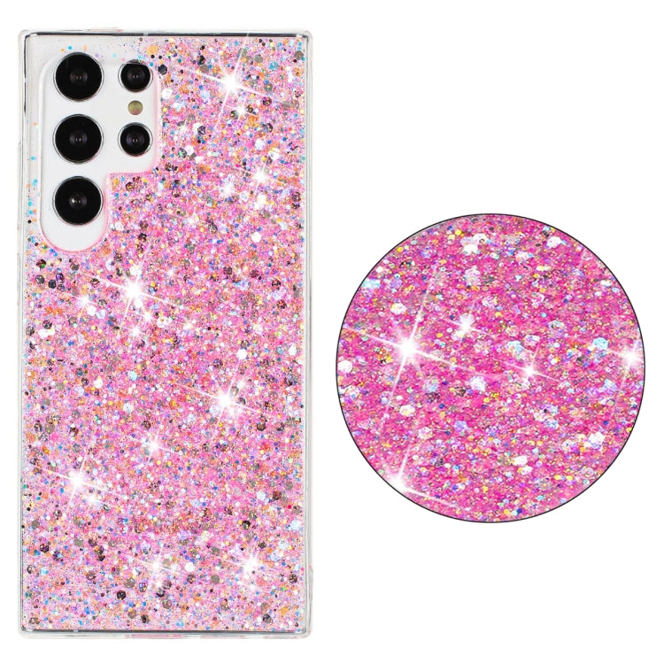 For Samsung Galaxy S24 Ultra 5G Transparent Frame Glitter Powder TPU Phone Case(Pink) - HoMEdemic™ 