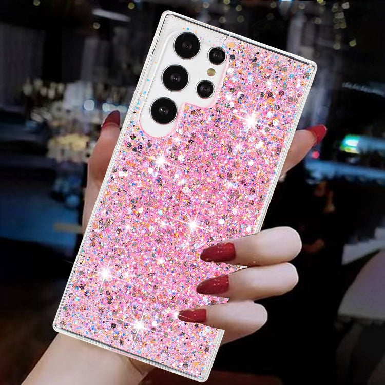 For Samsung Galaxy S24 Ultra 5G Transparent Frame Glitter Powder TPU Phone Case(Pink) - HoMEdemic™ 
