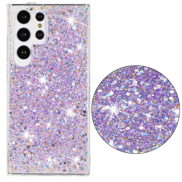 For Samsung Galaxy S24 Ultra 5G Transparent Frame Glitter Powder TPU Phone Case(Purple) - HoMEdemic™ 