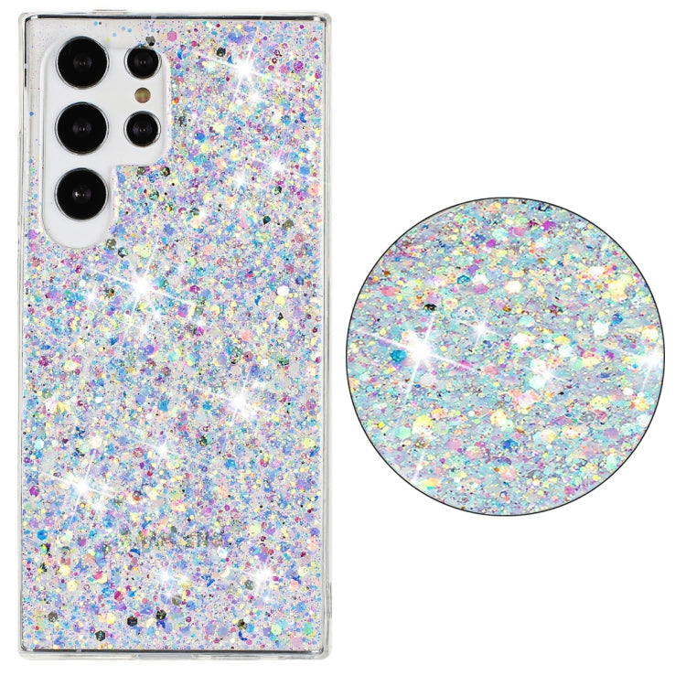For Samsung Galaxy S24 Ultra 5G Transparent Frame Glitter Powder TPU Phone Case(White) - HoMEdemic™ 