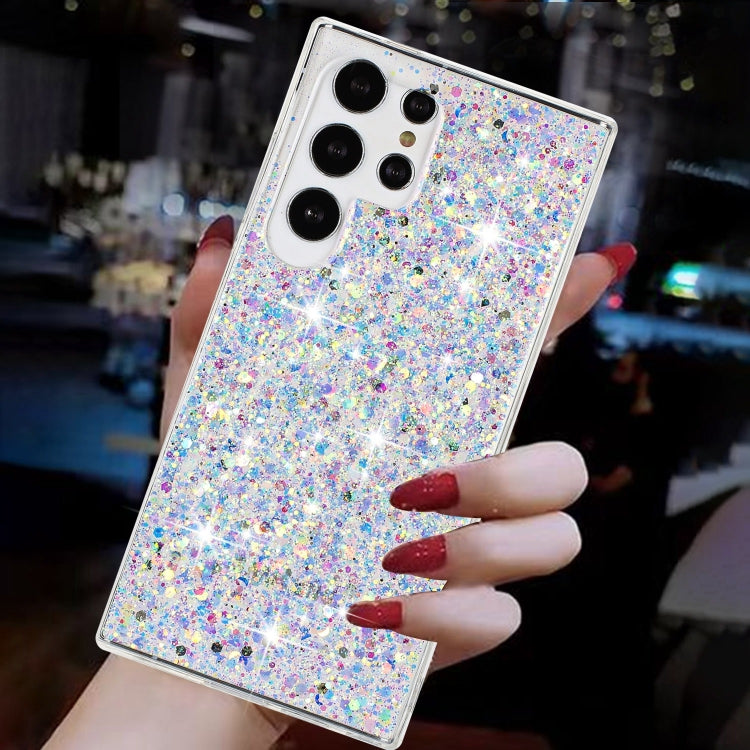 For Samsung Galaxy S24 Ultra 5G Transparent Frame Glitter Powder TPU Phone Case(White) - HoMEdemic™ 