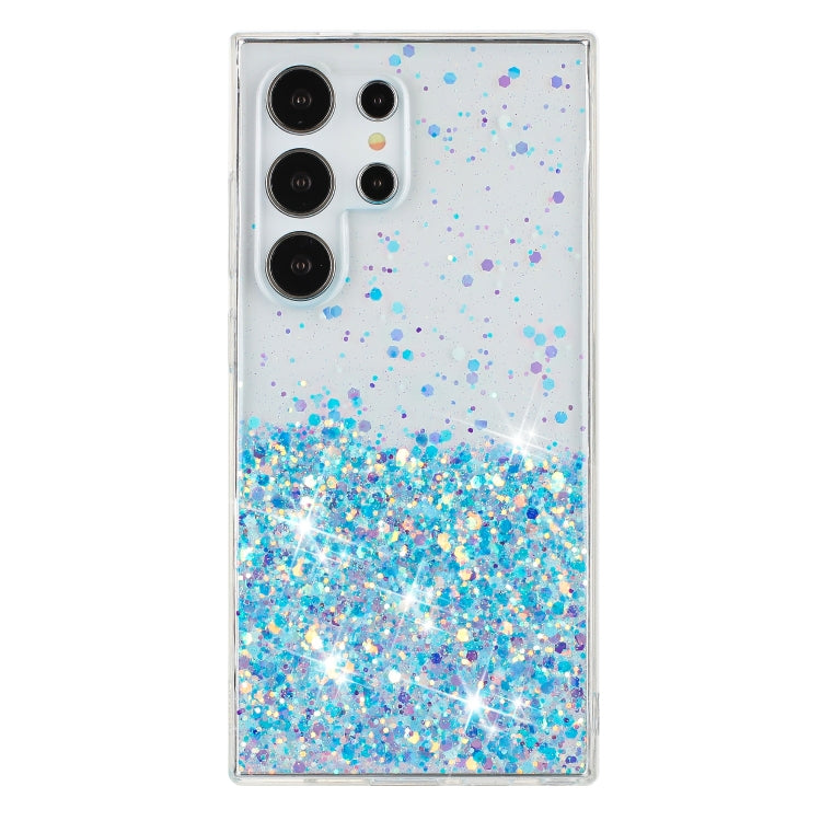 For Samsung Galaxy S24 Ultra 5G Transparent Frame Noctilucent Glitter Powder TPU Phone Case(Blue) - HoMEdemic™ 