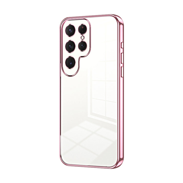 For Samsung Galaxy S24 Ultra 5G Transparent Plating Fine Hole Phone Case(Pink) - HoMEdemic™ 