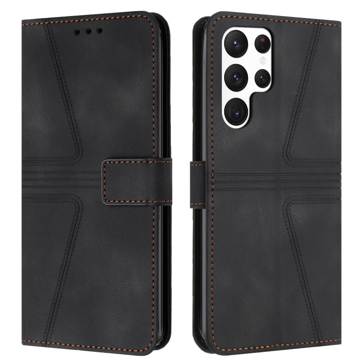 For Samsung Galaxy S24 Ultra 5G Triangle Solid Color Leather Phone Case(Black) - HoMEdemic™ 
