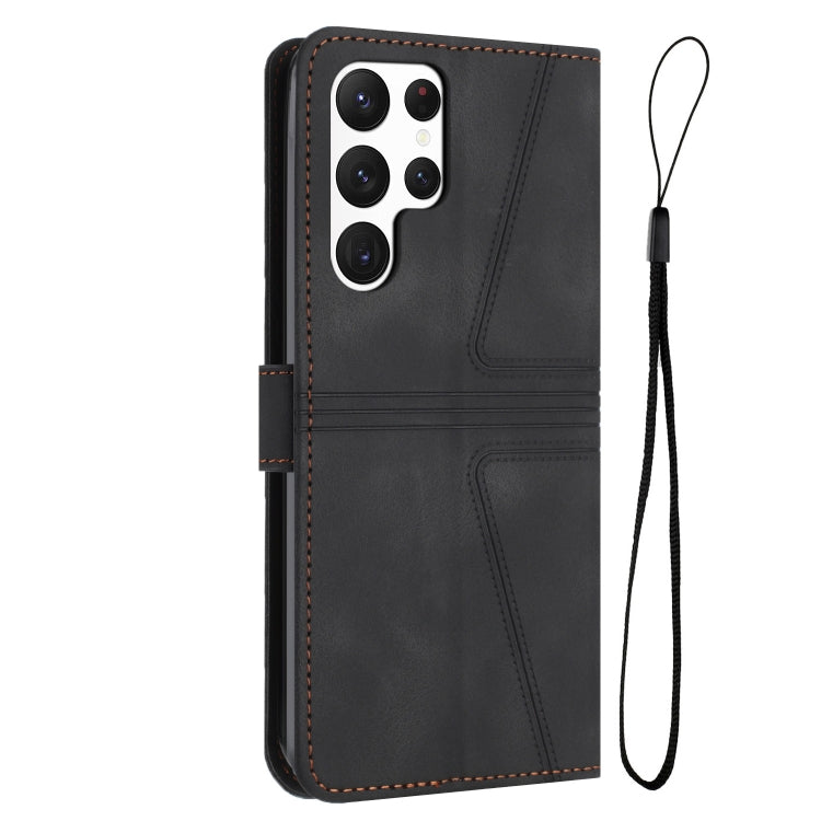 For Samsung Galaxy S24 Ultra 5G Triangle Solid Color Leather Phone Case(Black) - HoMEdemic™ 