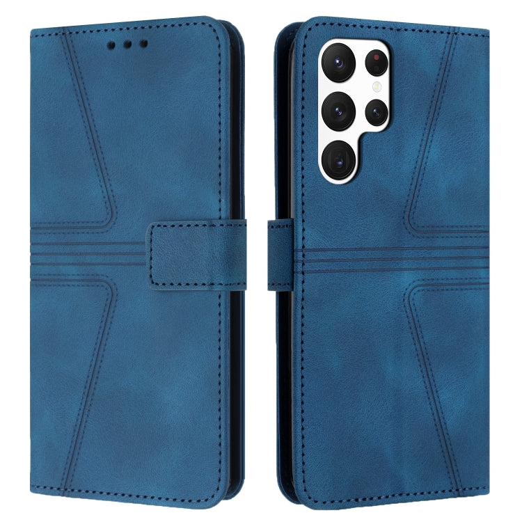 For Samsung Galaxy S24 Ultra 5G Triangle Solid Color Leather Phone Case(Blue) - HoMEdemic™ 