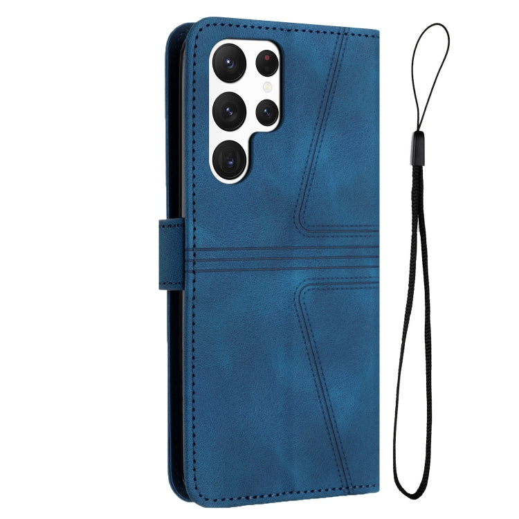 For Samsung Galaxy S24 Ultra 5G Triangle Solid Color Leather Phone Case(Blue) - HoMEdemic™ 