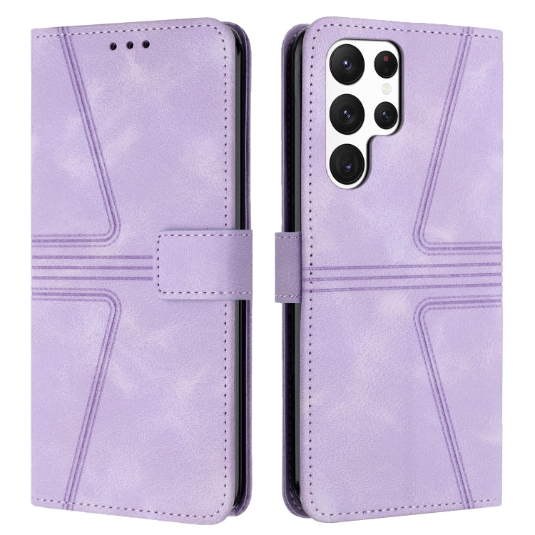 For Samsung Galaxy S24 Ultra 5G Triangle Solid Color Leather Phone Case(Purple) - HoMEdemic™ 