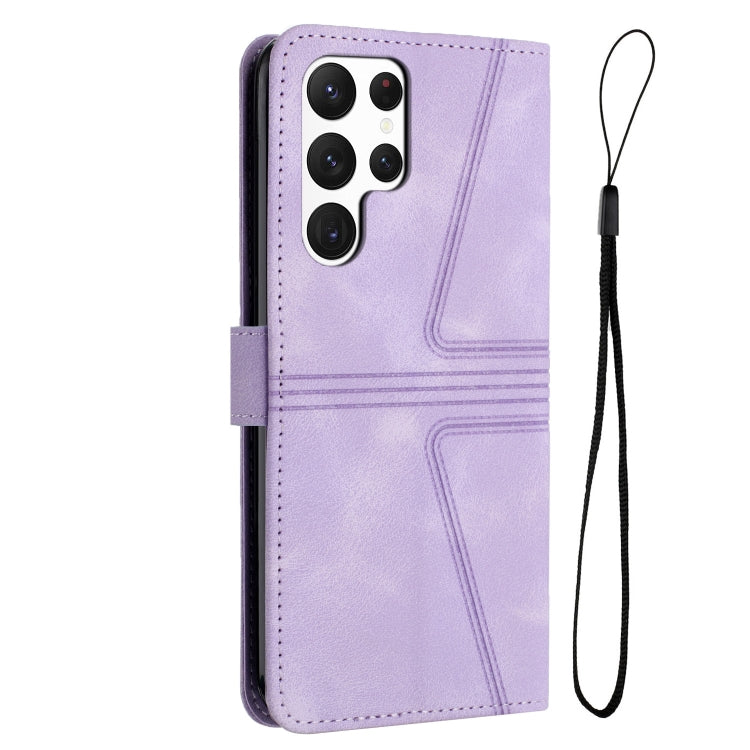 For Samsung Galaxy S24 Ultra 5G Triangle Solid Color Leather Phone Case(Purple) - HoMEdemic™ 