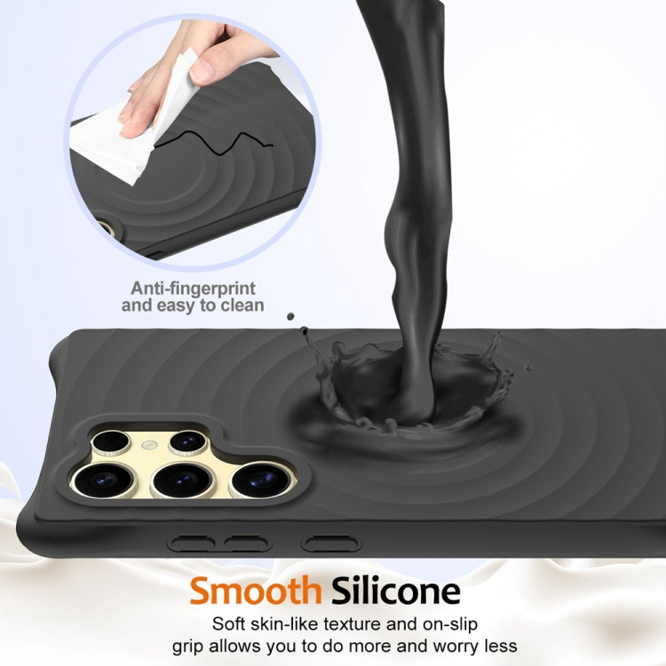 For Samsung Galaxy S24 Ultra 5G Wave Texture MagSafe Magnetic Liquid Silicone Phone Case(Black) - HoMEdemic™ 