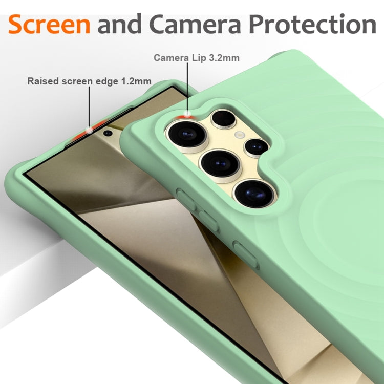 For Samsung Galaxy S24 Ultra 5G Wave Texture MagSafe Magnetic Liquid Silicone Phone Case(Green) - HoMEdemic™ 