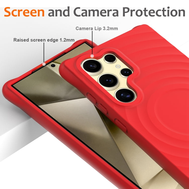 For Samsung Galaxy S24 Ultra 5G Wave Texture MagSafe Magnetic Liquid Silicone Phone Case(Red) - HoMEdemic™ 