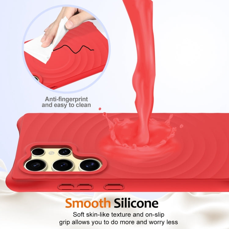 For Samsung Galaxy S24 Ultra 5G Wave Texture MagSafe Magnetic Liquid Silicone Phone Case(Red) - HoMEdemic™ 