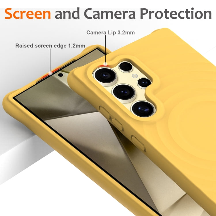 For Samsung Galaxy S24 Ultra 5G Wave Texture MagSafe Magnetic Liquid Silicone Phone Case(Yellow) - HoMEdemic™ 