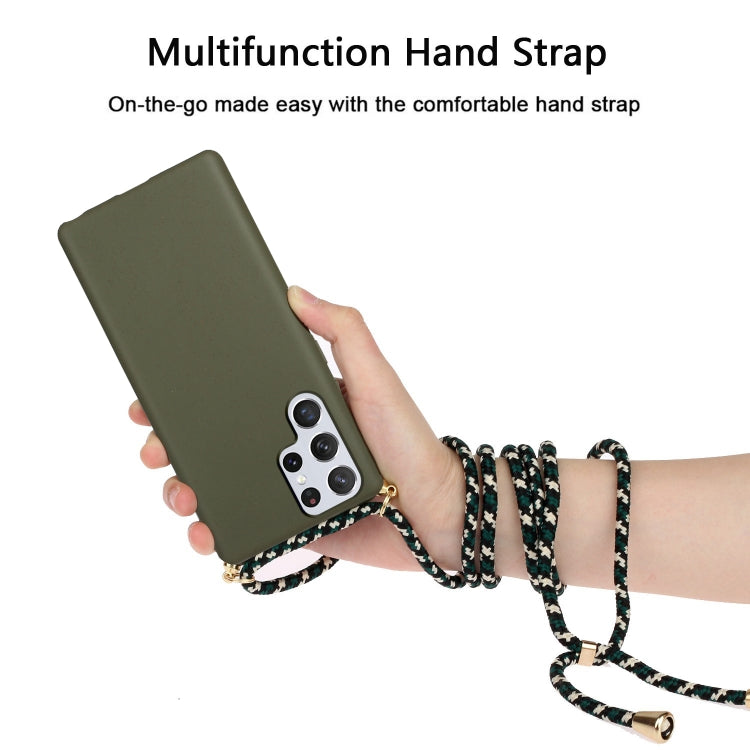 For Samsung Galaxy S24 Ultra 5G Wheat Straw Material + TPU Phone Case with Lanyard(Army Green) - HoMEdemic™ 