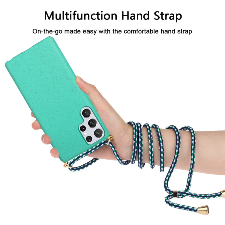 For Samsung Galaxy S24 Ultra 5G Wheat Straw Material + TPU Phone Case with Lanyard(Green) - HoMEdemic™ 