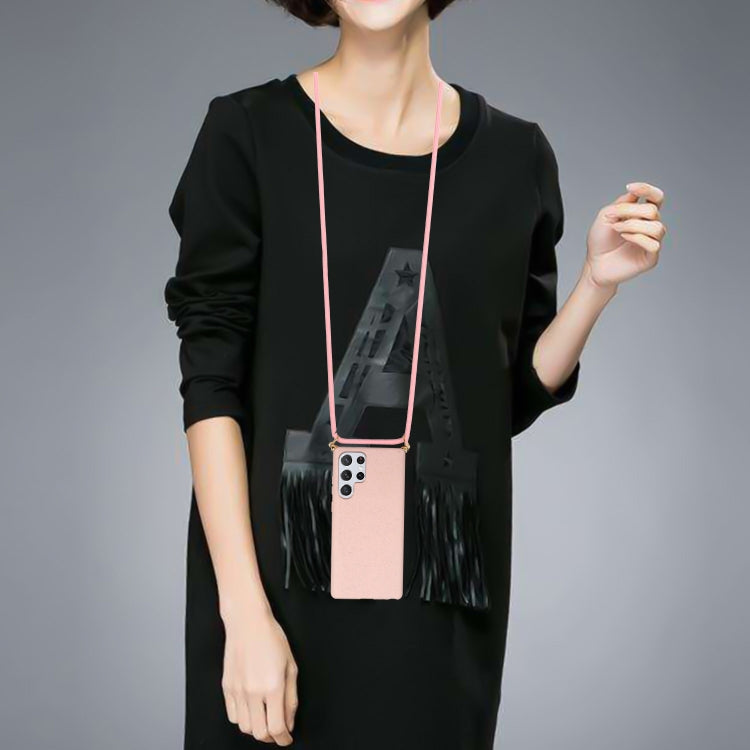 For Samsung Galaxy S24 Ultra 5G Wheat Straw Material + TPU Phone Case with Lanyard(Pink) - HoMEdemic™ 