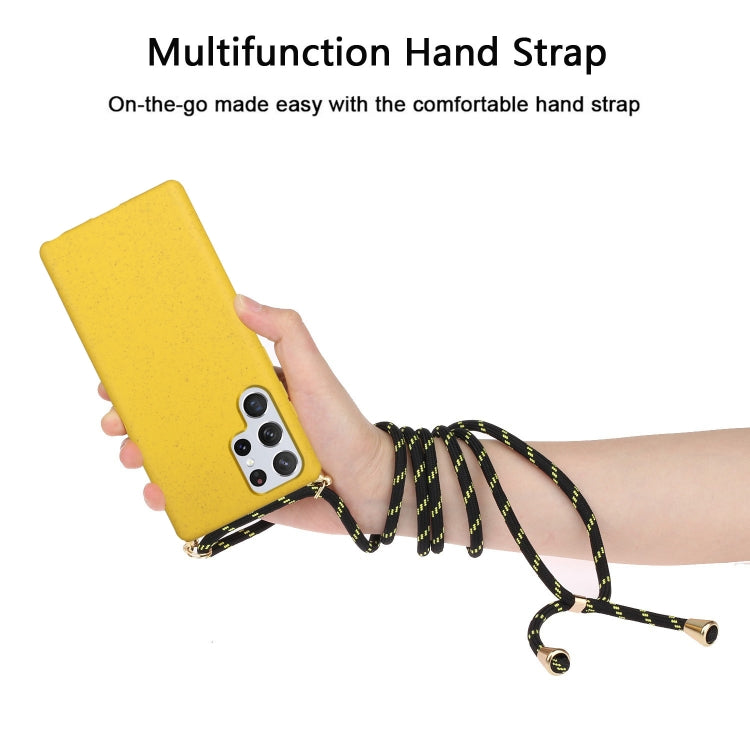 For Samsung Galaxy S24 Ultra 5G Wheat Straw Material + TPU Phone Case with Lanyard(Yellow) - HoMEdemic™ 