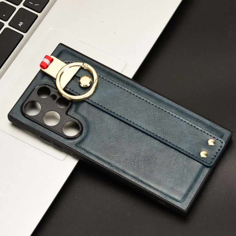 For Samsung Galaxy S24 Ultra 5G Wristband Leather Back Phone Case(Blue) - HoMEdemic™ 