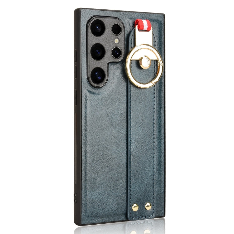 For Samsung Galaxy S24 Ultra 5G Wristband Leather Back Phone Case(Blue) - HoMEdemic™ 