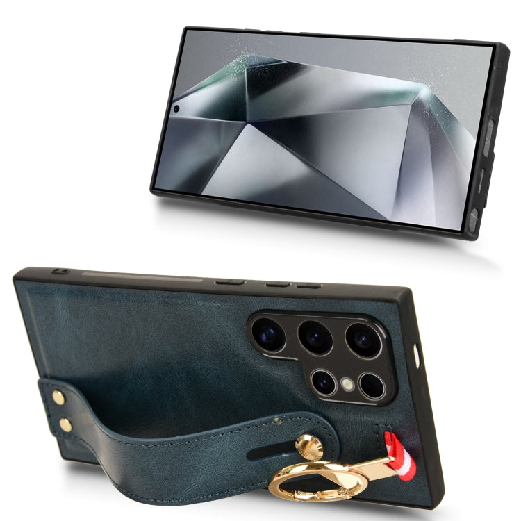 For Samsung Galaxy S24 Ultra 5G Wristband Leather Back Phone Case(Blue) - HoMEdemic™ 