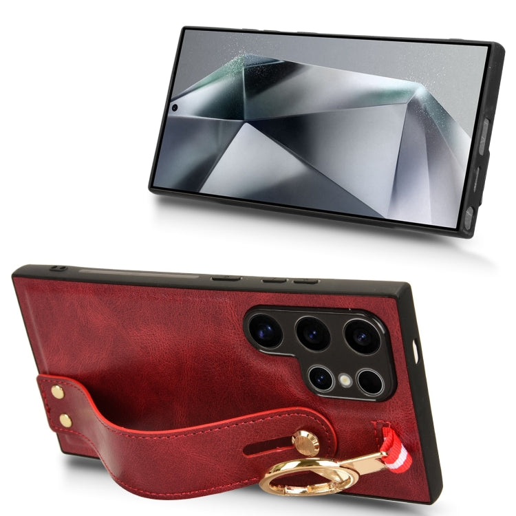 For Samsung Galaxy S24 Ultra 5G Wristband Leather Back Phone Case(Red) - HoMEdemic™ 