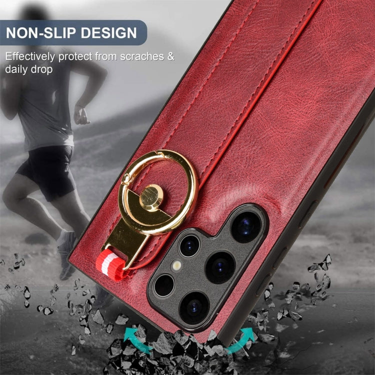 For Samsung Galaxy S24 Ultra 5G Wristband Leather Back Phone Case(Red) - HoMEdemic™ 