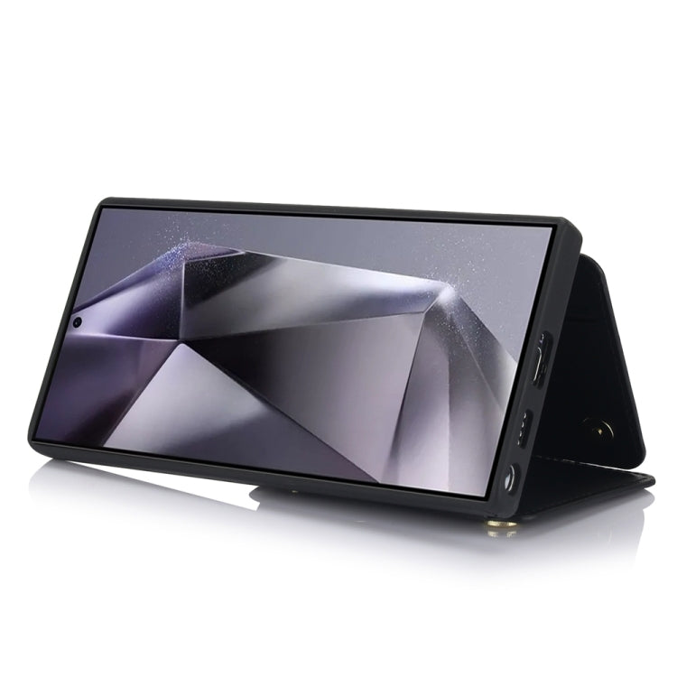 For Samsung Galaxy S24 Ultra 5G YM006 Skin Feel Zipper Card Bag Phone Case with Dual Lanyard(Black) - HoMEdemic™ 