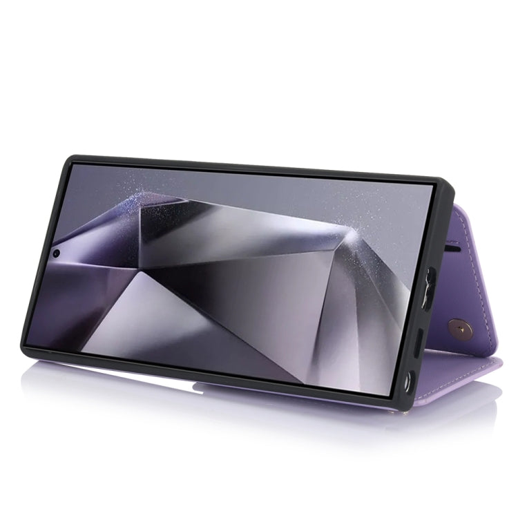 For Samsung Galaxy S24 Ultra 5G YM006 Skin Feel Zipper Card Bag Phone Case with Dual Lanyard(Light Purple) - HoMEdemic™ 