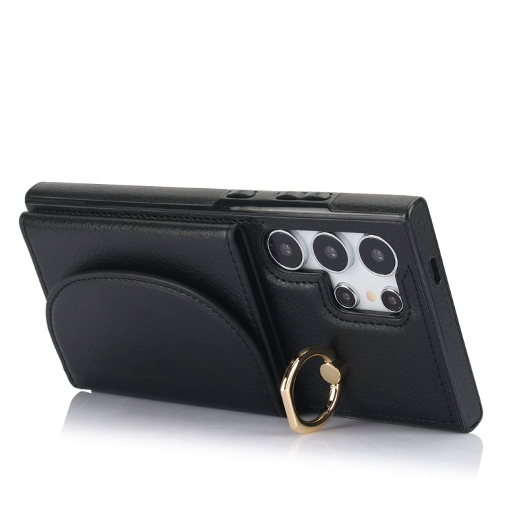 For Samsung Galaxy S24 Ultra 5G YM007 Ring Holder Card Bag Skin Feel Phone Case(Black) - HoMEdemic™ 