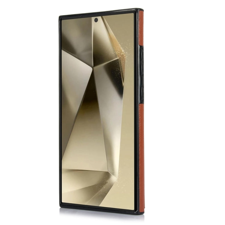 For Samsung Galaxy S24 Ultra 5G YM007 Ring Holder Card Bag Skin Feel Phone Case(Brown) - HoMEdemic™ 